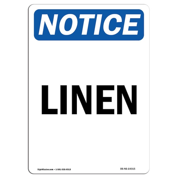 Safety Sign, OSHA Notice, 5" Height, Linen Sign, Portrait, 10PK